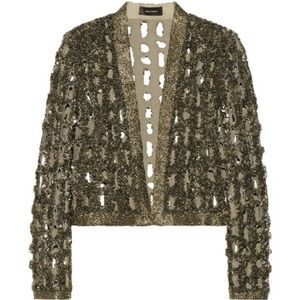 Isabel Marant Glowy Embellished Cutout Cotton Canvas Jacket Size 38